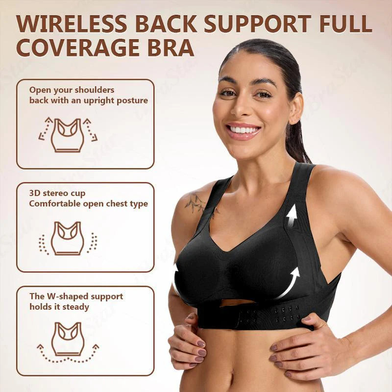 [Postural correction] Women's Beige Wireless Bra, Soft Breathable Non-removable Moulded  Cups