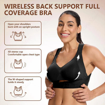 [Postural correction] Women's Beige Wireless Bra, Soft Breathable Non-removable Moulded  Cups