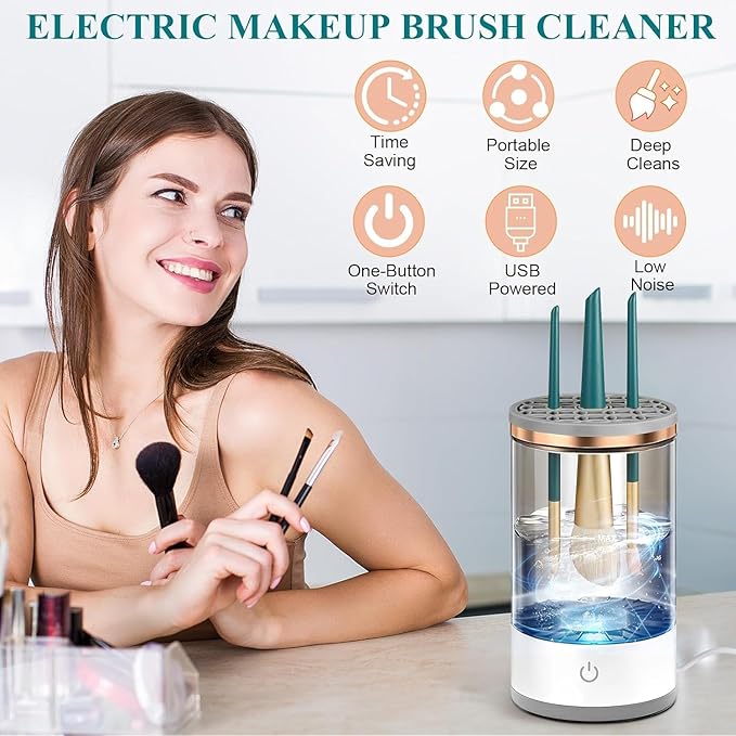 💧30-second Automatic Makeup Brush Cleaner for Ageless Skin & Pristine Makeup